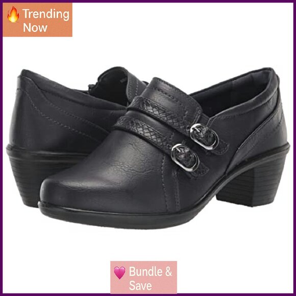 Women's Ankle Booties with Double Buckle Detail, Comfort Wave Construction - Picture 8 of 8